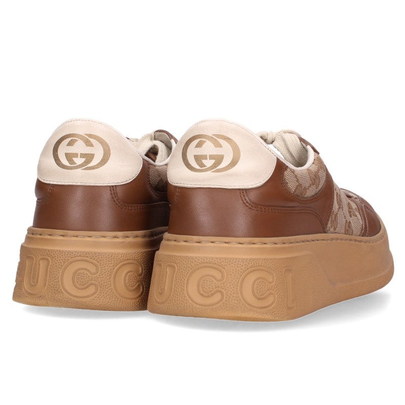 GUCCI GG Canvas Leather Low-Top Sneakers Beige/Brown Size 10