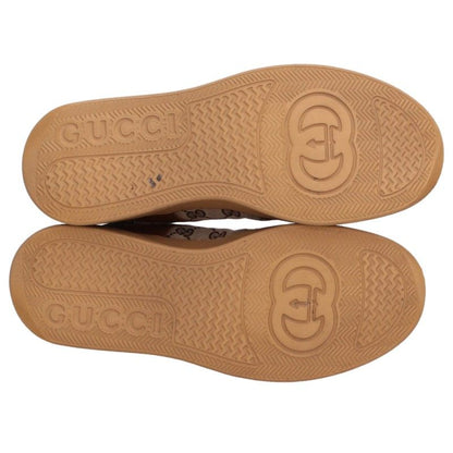 GUCCI GG Canvas Leather Low-Top Sneakers Beige/Brown Size 10
