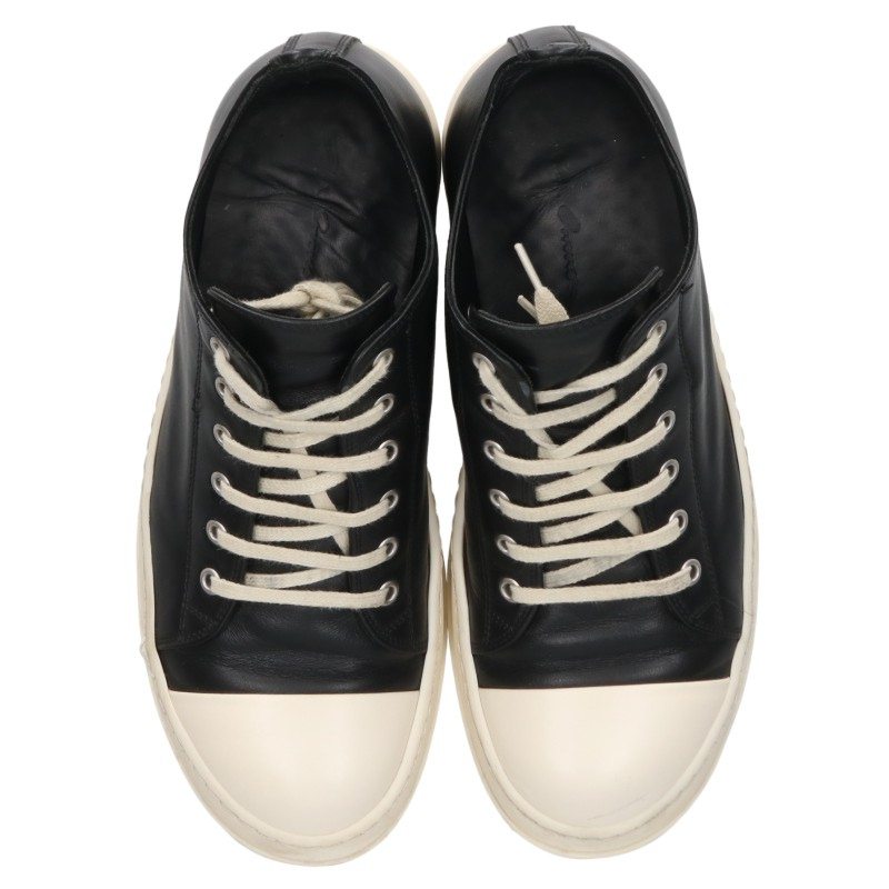 Rick Owens RAMONES LOW Leather Sneakers Black Size EU 41