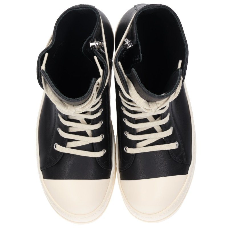 Rick Owens RAMONES Leather Sneakers Black/White Size EU 42
