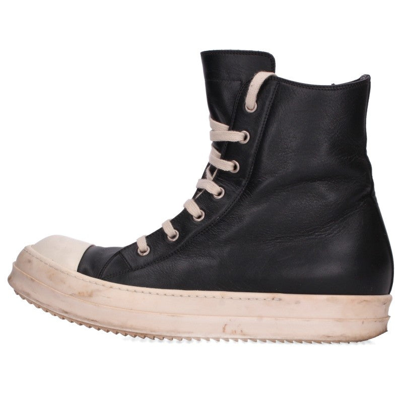 Rick Owens RAMONES Leather Sneakers Black/White Size EU 42