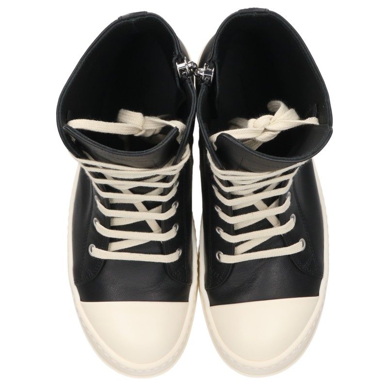 Rick Owens RAMONES Leather Sneakers Black/White Size EU 39