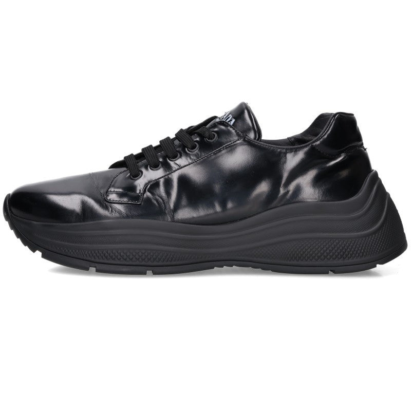 PRADA Black Leather Low Top Sneakers Size 8