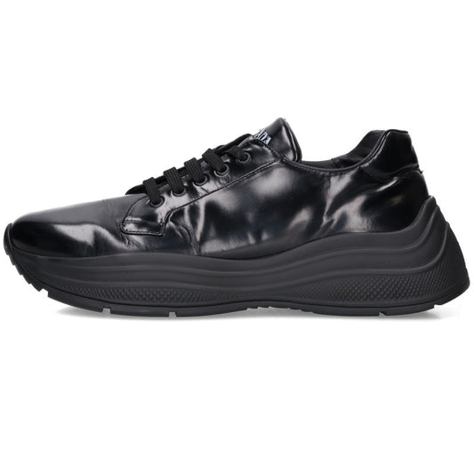 PRADA Black Leather Low Top Sneakers Size 8