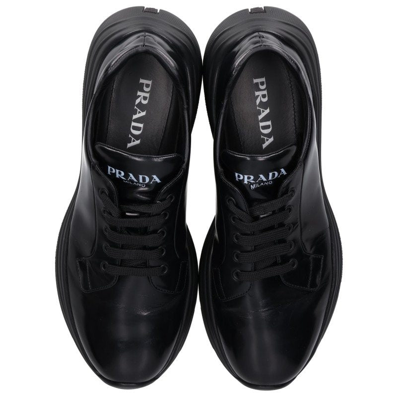PRADA Black Leather Low Top Sneakers Size 8