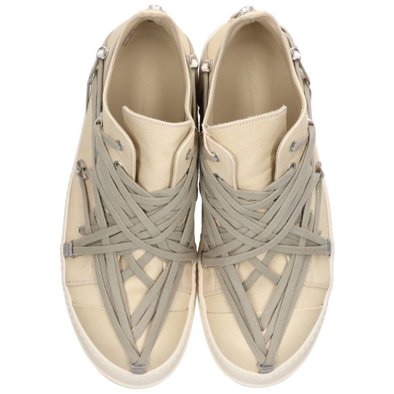 Rick Owens MEGALACED RAMONES LOW Sneakers Beige Size EU 45