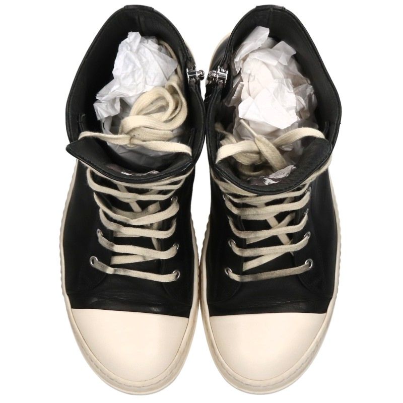 Rick Owens Leather Ramones Hi-Top Sneakers Black Size EU 42
