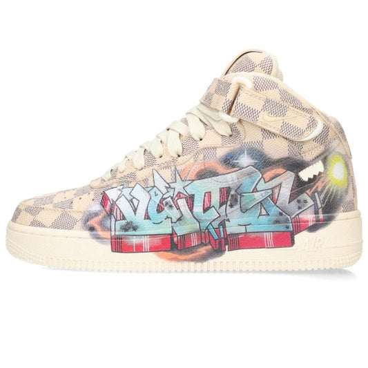 LOUISVUITTON x NIKE Air Force 1 Mid Paint Sneakers Size 6.5