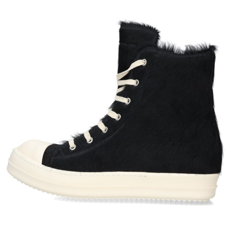 Rick Owens RAMONES Fur Sneakers Black/White Size EU 42