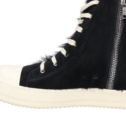 Rick Owens RAMONES Fur Sneakers Black/White Size EU 42