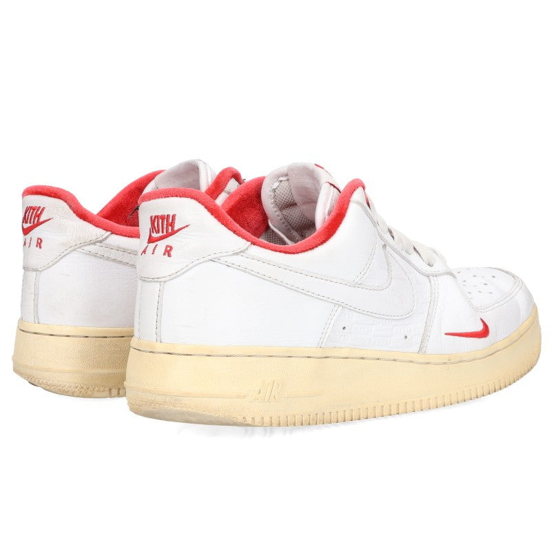 KITH x Nike Air Force 1 Low Sneakers White Red Size 25.5