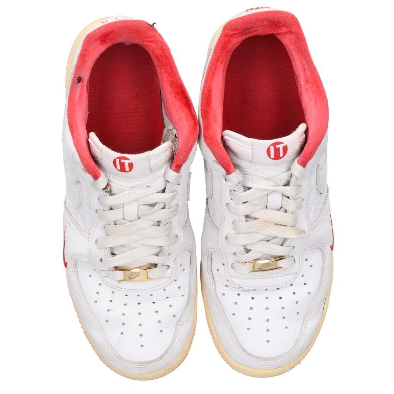 KITH x Nike Air Force 1 Low Sneakers White Red Size 25.5