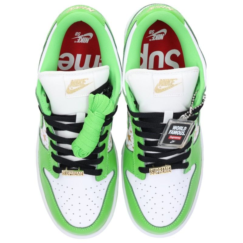 SUPREME Nike Dunk Low Gold Stars Sneakers Green Size 27.5cm