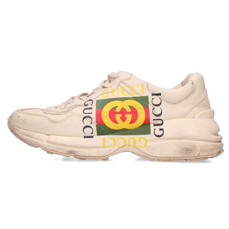 GUCCI Rhyton Leather Sneakers Light Beige Size 9