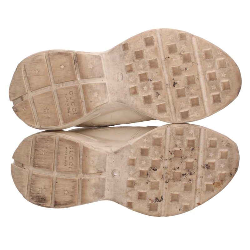 GUCCI Rhyton Leather Sneakers Light Beige Size 9