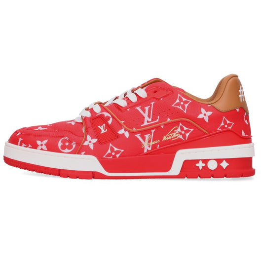 LOUISVUITTON Monogram Leather Sneakers Red Size 7