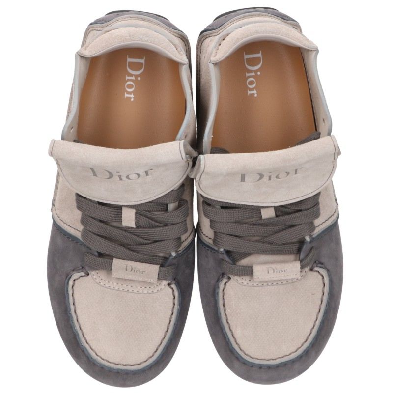 DIOR Roadie Lace-Up Sneakers Gray Navy Size EU 43