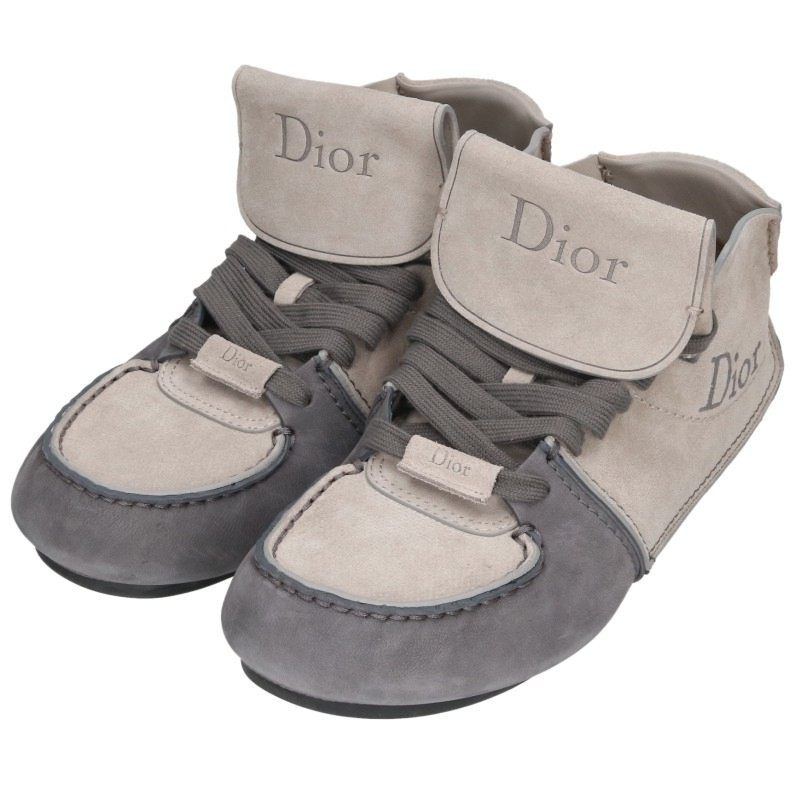 DIOR Roadie Lace-Up Sneakers Gray Navy Size EU 43