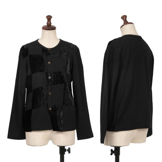 COMME des GARCONS Velour Block Check Cardigan Black Size M