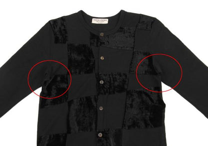 COMME des GARCONS Velour Block Check Cardigan Black Size M