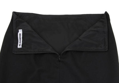 JIL SANDER Black Cashmere Blend Pencil Midi Skirt Size 36