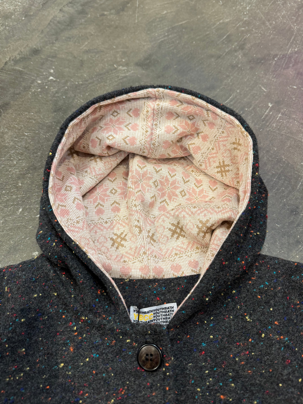 YOUTH BATH Gray Hooded Button Up Shirt Size S