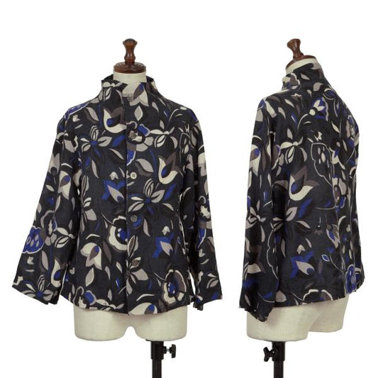 Plantation Wool Flower Print Blouse Blue Size M