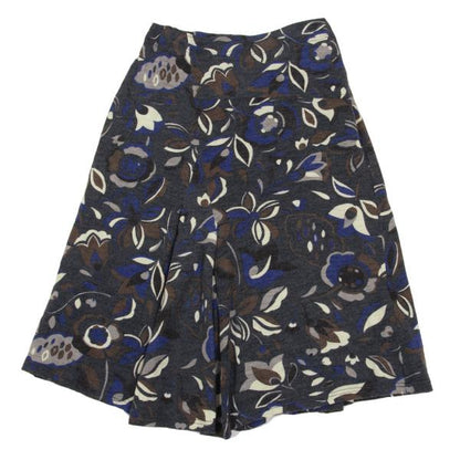 Plantation Wool Knit Floral Print Skirt Blue Size M