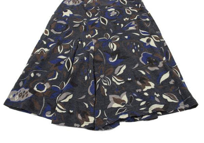 Plantation Wool Knit Floral Print Skirt Blue Size M