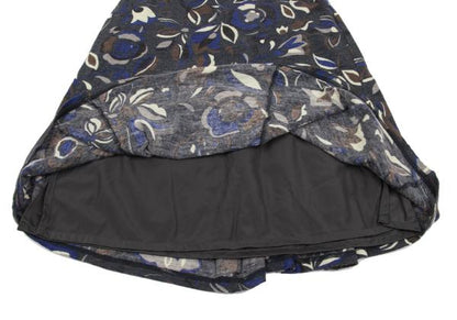 Plantation Wool Knit Floral Print Skirt Blue Size M