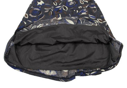 Plantation Wool Knit Floral Print Skirt Blue Size M