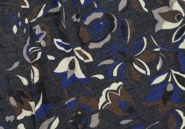 Plantation Wool Knit Floral Print Skirt Blue Size M