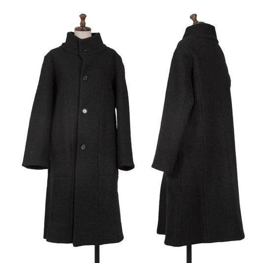 Plantation Boiled Wool Stand Collar Coat Black Size M
