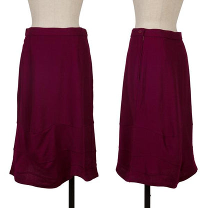 ISSEY MIYAKE HaaT Wool Hem Curve Panel Red Purple Skirt Size M