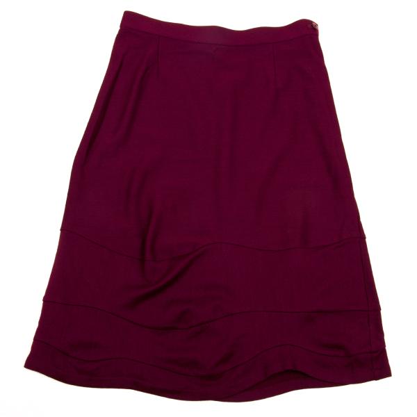 ISSEY MIYAKE HaaT Wool Hem Curve Panel Red Purple Skirt Size M