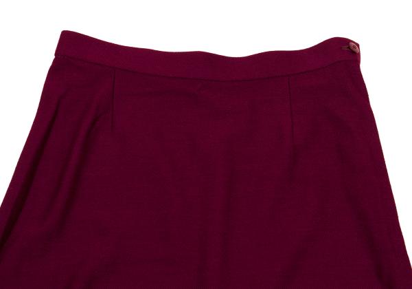 ISSEY MIYAKE HaaT Wool Hem Curve Panel Red Purple Skirt Size M