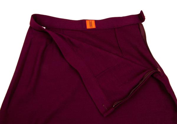 ISSEY MIYAKE HaaT Wool Hem Curve Panel Red Purple Skirt Size M