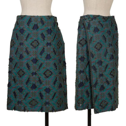 ISSEY MIYAKE HaaT Openwork Jacquard Wrap Skirt Green Size M