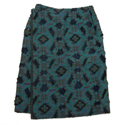 ISSEY MIYAKE HaaT Openwork Jacquard Wrap Skirt Green Size M