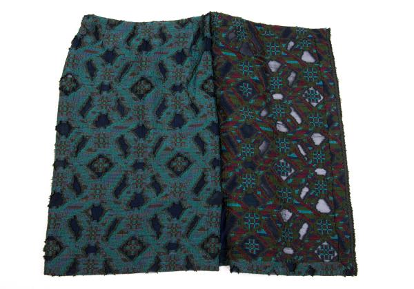 ISSEY MIYAKE HaaT Openwork Jacquard Wrap Skirt Green Size M
