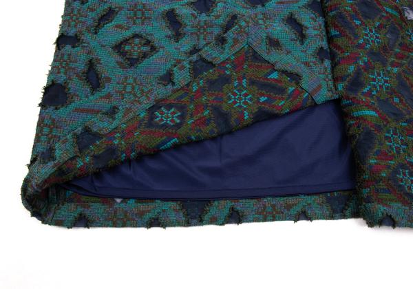 ISSEY MIYAKE HaaT Openwork Jacquard Wrap Skirt Green Size M