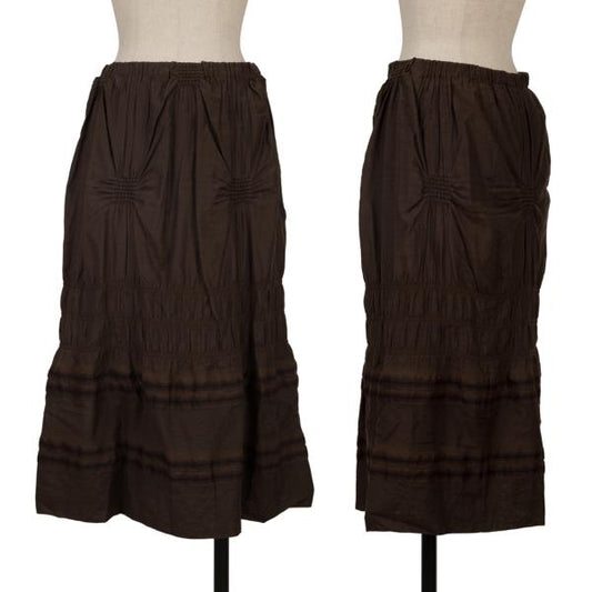 ISSEY MIYAKE HaaT Cotton Silk Hem Border Dark Brown Skirt Size M