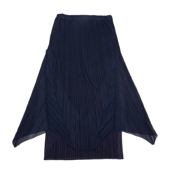 PLEATS PLEASE Mesh Pleated Layered Skirt Navy Size 2