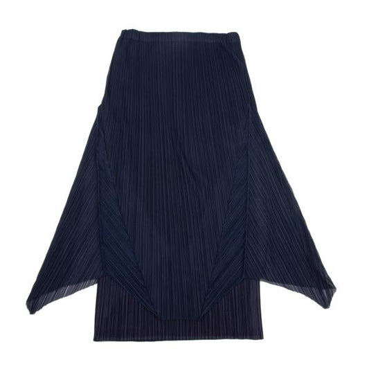 PLEATS PLEASE Mesh Pleated Layered Skirt Navy Size 2