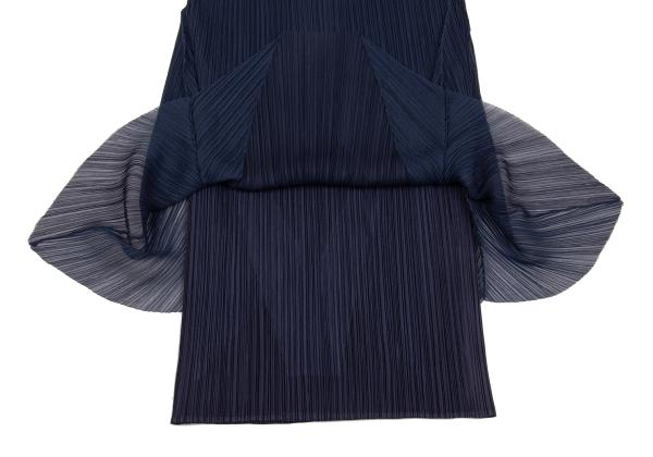 PLEATS PLEASE Mesh Pleated Layered Skirt Navy Size 2