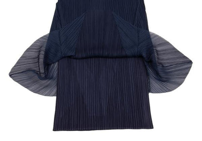 PLEATS PLEASE Mesh Pleated Layered Skirt Navy Size 2