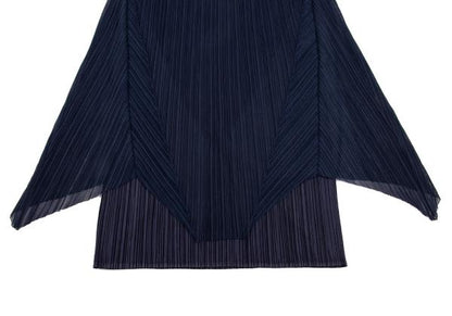 PLEATS PLEASE Mesh Pleated Layered Skirt Navy Size 2