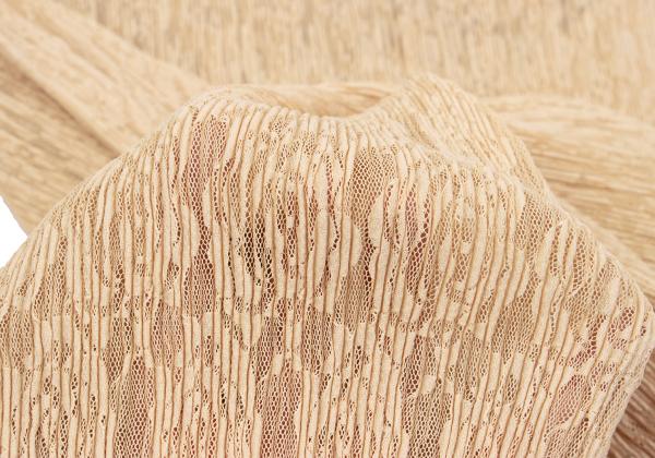 ISSEY MIYAKE Native Print Lace Pleated Dress Beige Size M