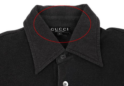 GUCCI Pique Point Embroidered Polo Shirt Navy Size S