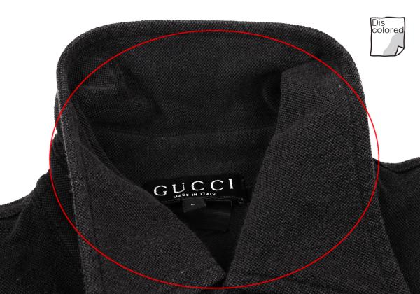 GUCCI Pique Point Embroidered Polo Shirt Navy Size S